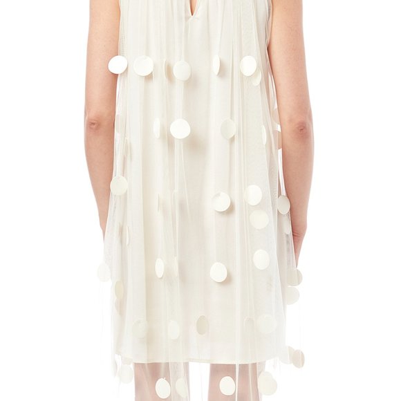 Gracia ivory polka dot chiffon sheer shift dress - Picture 4 of 11